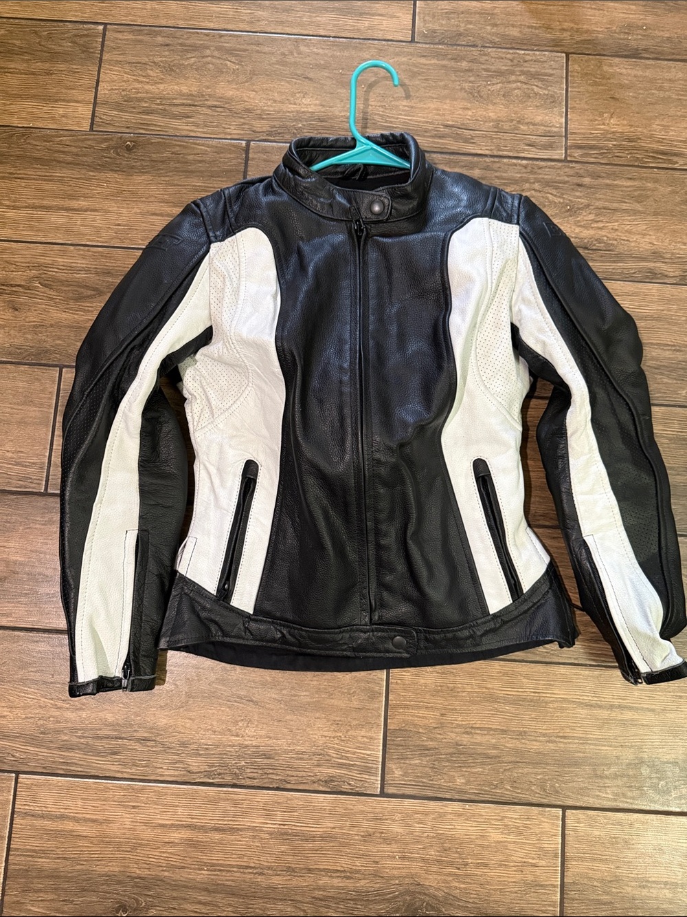 Bilt George Brown Motorcycle Leather Jacket Black White Women's W-MD